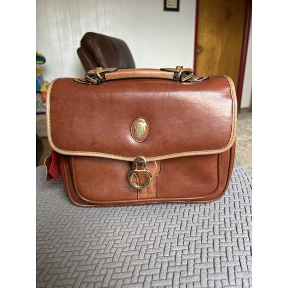 Baron Duck Brown Italian Leather Purse With Tags Handbag Crossbody Classy - Picture 1 of 9